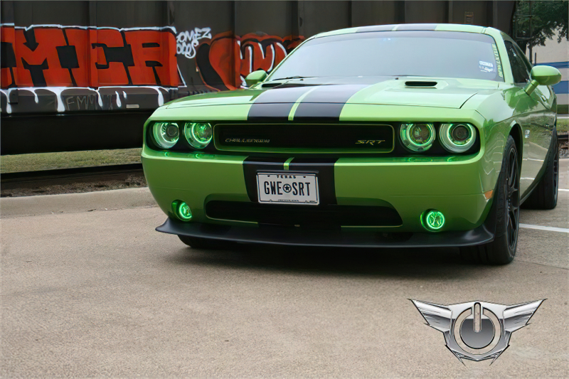 Dodge Challenger Headlight Halo Kit - ORACLE Lighting - LED Projector - Green - `08-`14